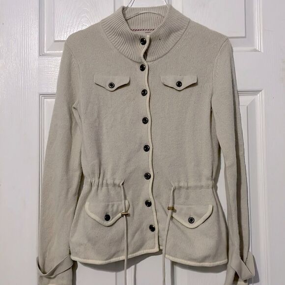 Banana Republic Cashmere Bomber Drawstring Waist Heritage Neutral Size Small - Picture 1 of 5